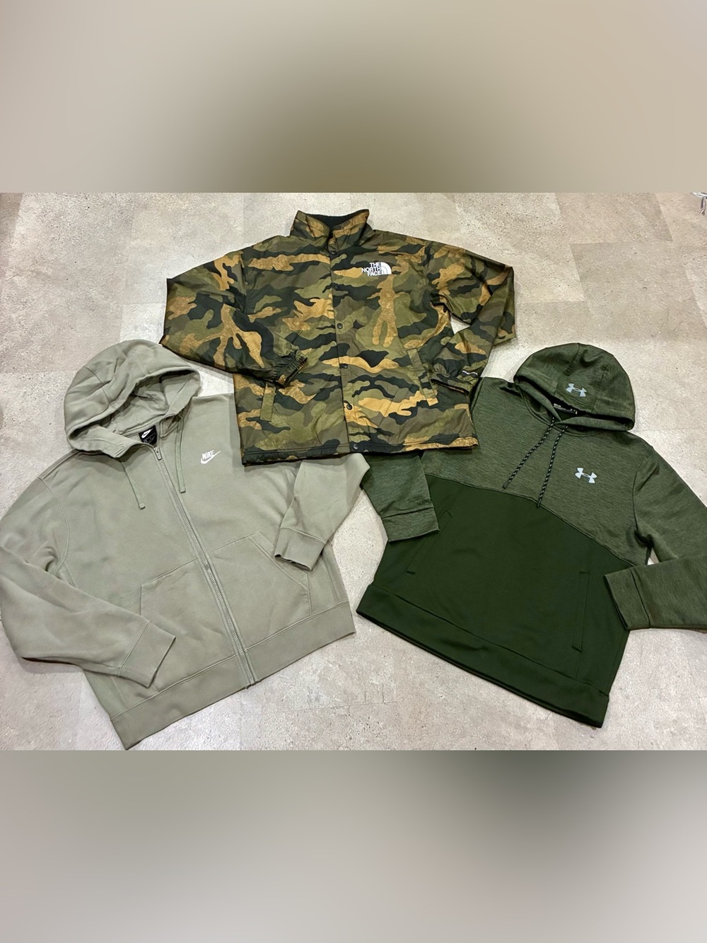 Men’s NORTH FACE/NIKE/UNDER ARMOUR Windwall Sherpa Lined Jacket & Sweatshirt Lot